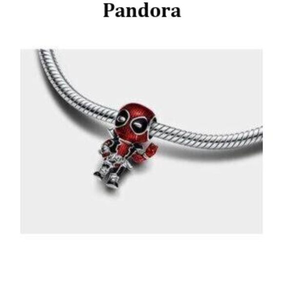 2024 New Marvel Deadpool Charm Red Dead Man Charm Fit Pandora Bracelet - Picture 3 of 5